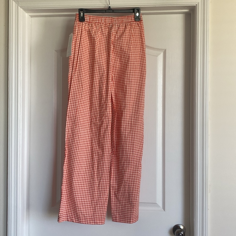 EUC LA GLOW "Coral 🪸 Red❤️ Gingham Check🏁 100% Cotton🙌🏻 Pants" Sz Small - Picture 4 of 10
